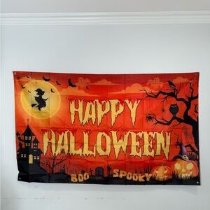 Halloween Wall Banner - Spooky Orange and Black Decor